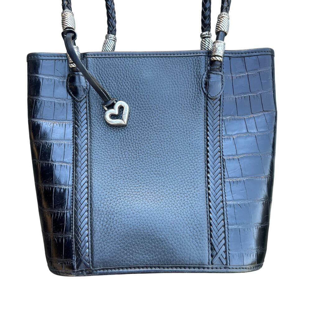 Brighton Black Croc-Embossed Leather Tote Bag A424072 - Picture 11 of 12